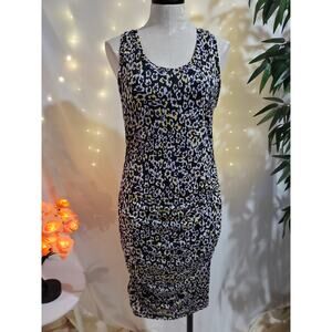 RACHEL Rachel Roy Viola Flower Side Ruched Midi Dress Womens Size L Sleeveless